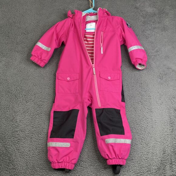 Polarn O Pyret WeatherPro Coverall Kids 2-3Y 98 Waterproof Pink Reflective Suit - Picture 1 of 10